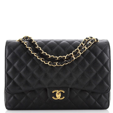 Chanel Classic Double Flap Bag Quilted Caviar Jumbo