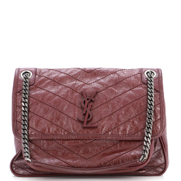 Saint Laurent Niki Chain Flap Bag Matelasse Chevron Leather Medium