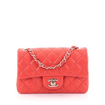 Chanel Classic Single Flap Bag Quilted Lambskin Mini Red