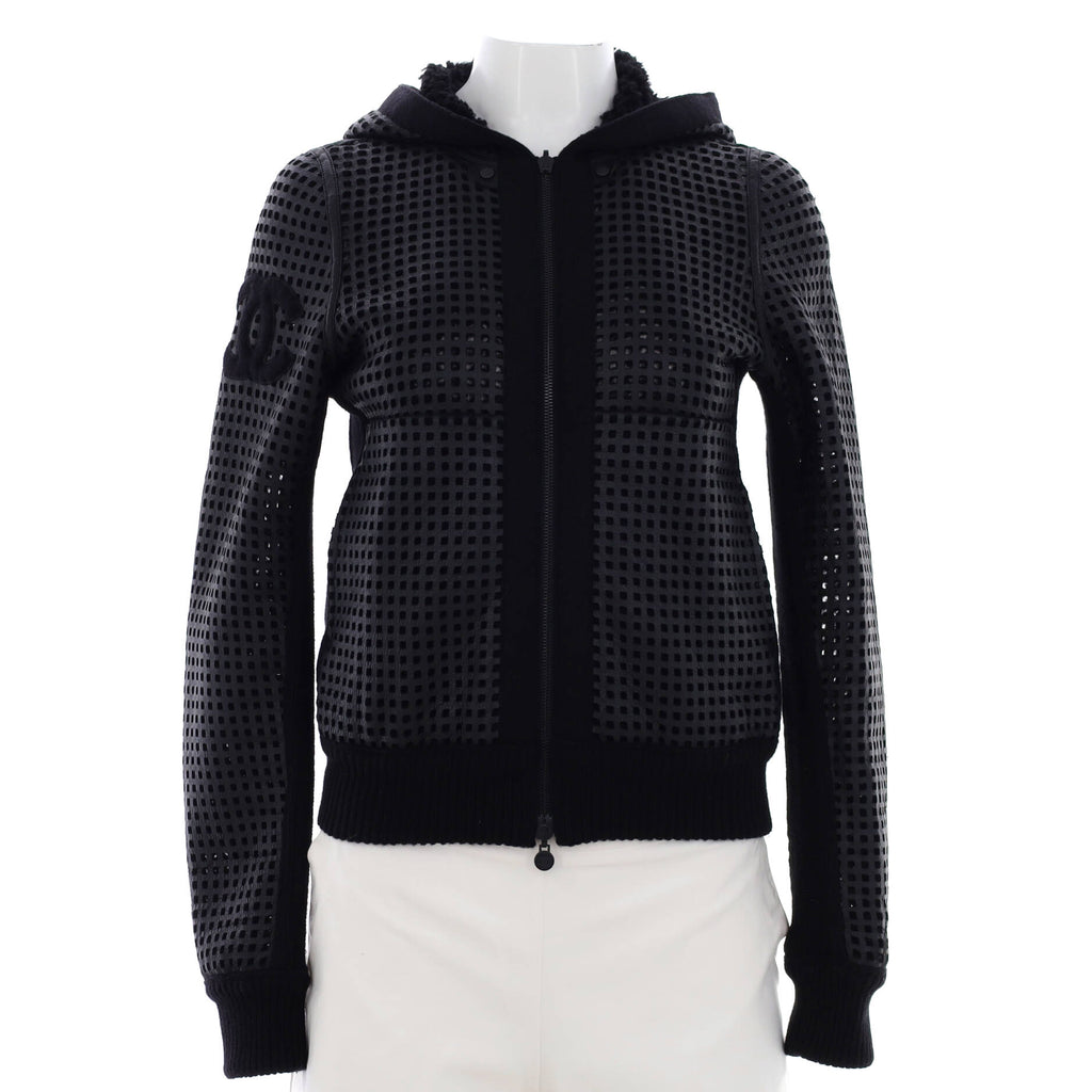 CHANEL パース　ジップ Chanel Women's CC Reversible ZIp Up Jacket Perforated Leather and
