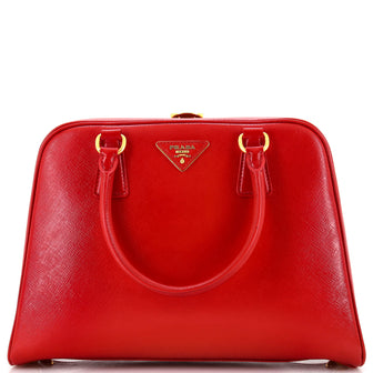 Prada Pyramid Top Handle Bag Vernice Saffiano Leather Medium