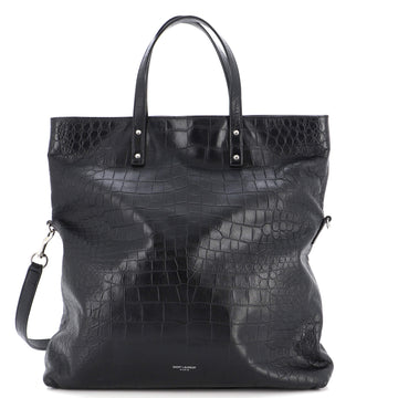 Saint Laurent Ethan Foldable Shopping Tote Crocodile Embossed Leather Large