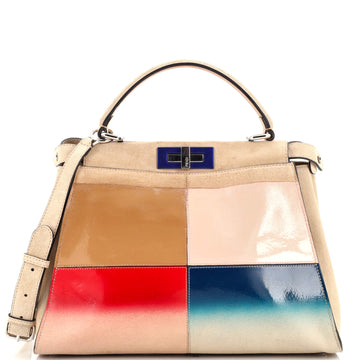 Fendi Color Block Peekaboo Bag Patent and Suede Regular
