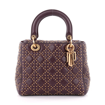 Christian Dior J'aDior Lady Dior Handbag Cannage Studded Leather Medium Purple 2261802