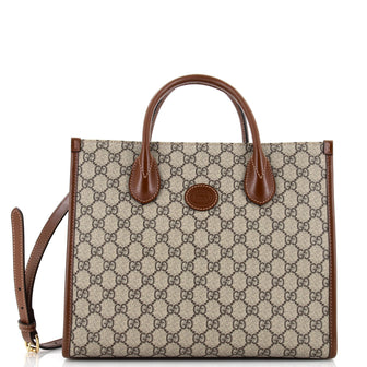 Gucci Structured Top Handle Open Tote GG Coated Canvas Small