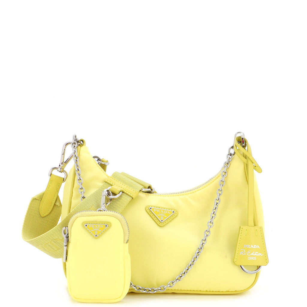 Prada Re-Edition 2005 Shoulder Bag Tessuto Small Yellow 2321851