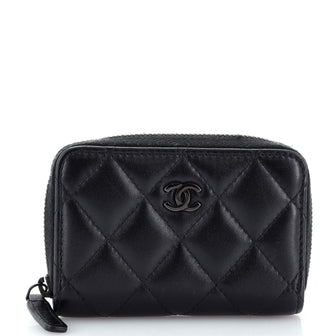 Chanel So Black CC Zip Coin Purse Quilted Lambskin Black 2261991
