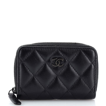Chanel So Black CC Zip Coin Purse Quilted Lambskin