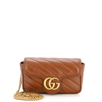 Gucci GG Marmont Flap Bag Diagonal Quilted Leather Super Mini