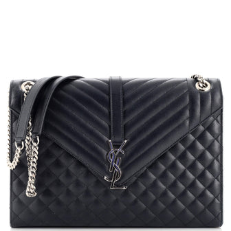 Saint Laurent Classic Monogram Envelope Satchel Mixed Matelasse Leather Large