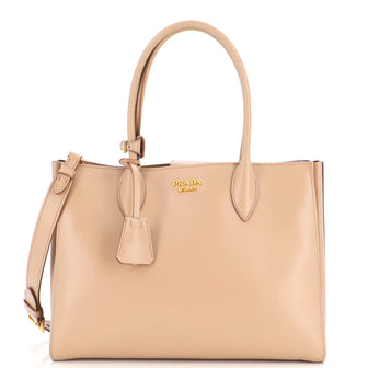 Prada Soft Bibliotheque Tote City Calfskin Medium Neutral 2262572