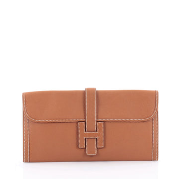 Hermes Jige Elan Clutch Epsom 29 Brown 2263001