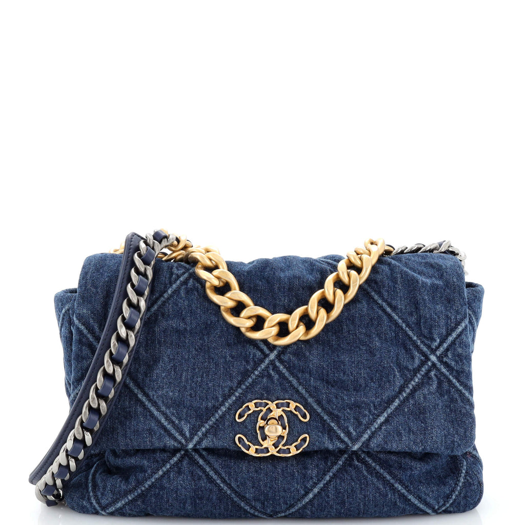 Chanel Blue 2020 large quilted gold hardware 19 shoulder bag