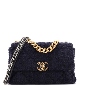 Chanel 19 Flap Bag Quilted Tweed Large