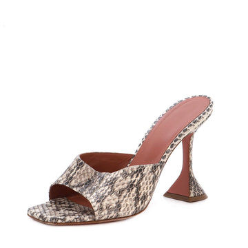 Amina Muaddi Women's Lupita Heeled Mules Snakeskin Embossed Leather 95