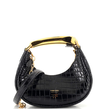 Tom Ford Bianca Hobo Top Handle Bag Crocodile Embossed Leather Mini