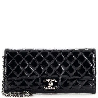 Chanel Wallet On Chain Clutch Quilted Patent East West