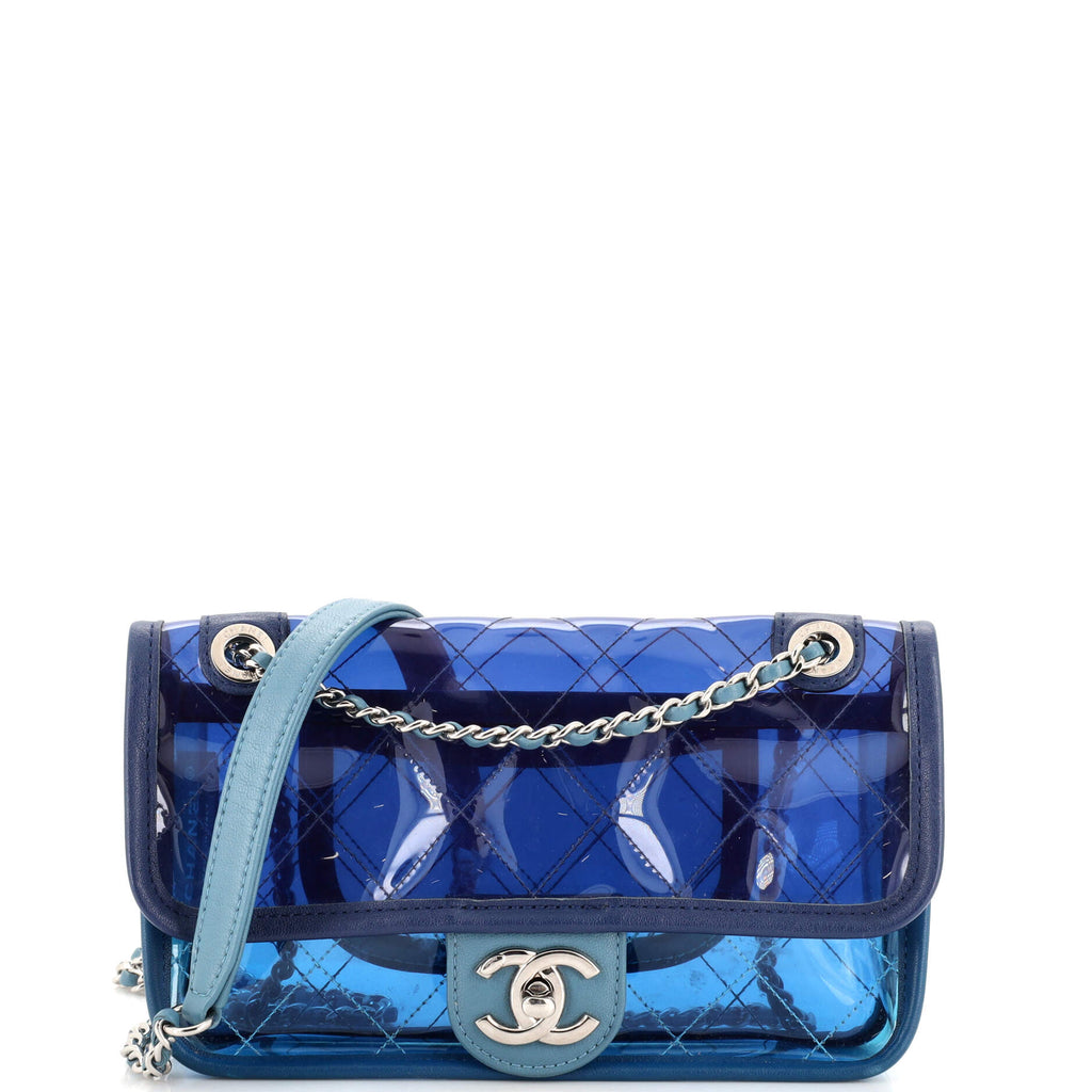 Chanel Coco Splash Flap Bag Quilted PVC With Lambskin Small Blue 2263951
