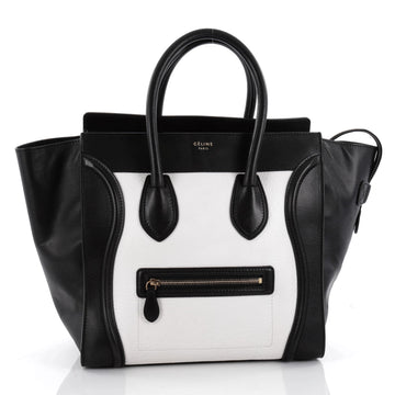 Celine Bicolor Luggage Handbag Leather Mini Black 2264202