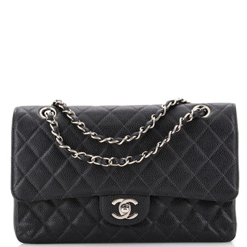 Chanel Vintage Classic Double Flap Bag Quilted Caviar Medium