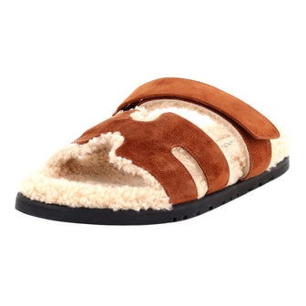Hermes Women's Chypre Sandals Suede with Shearling