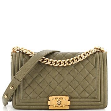 Chanel Boy Flap Bag Quilted Caviar Old Medium