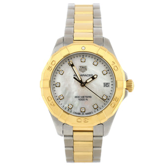 Tag Heuer Aquaracer 300M Quartz Watch Stainless Steel and Yellow Gold with Diamond Markers and Mother of Pearl 32