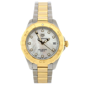 Tag Heuer Aquaracer 300M Quartz Watch Stainless Steel and Yellow Gold with Diamond Markers and Mother of Pearl 32