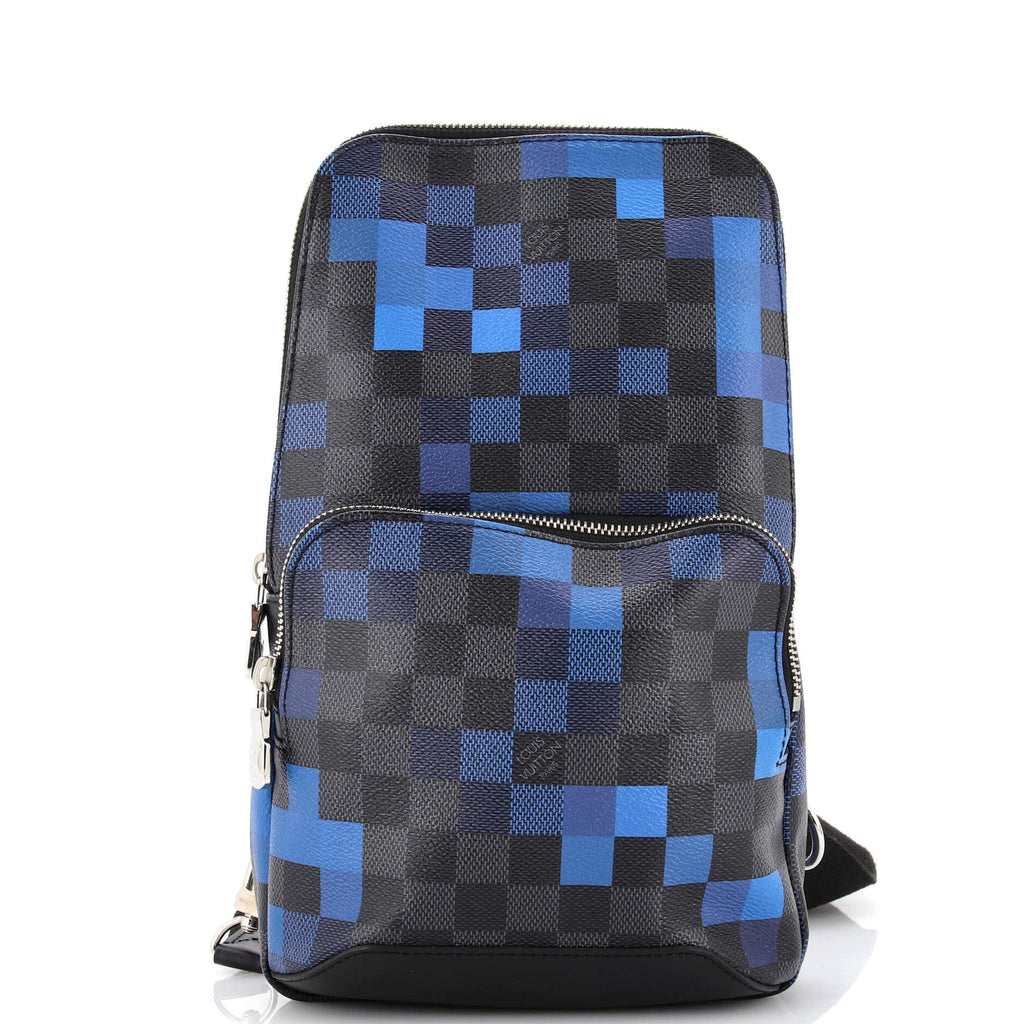 LOUIS VUITTON Damier Graphite Pixel Avenue Sling Backpack Blue