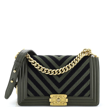 Chanel Boy Flap Bag Braided Chevron Cording and Calfskin Old Medium