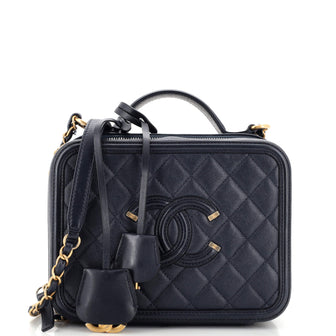 Chanel Filigree Vanity Case Quilted Caviar Medium