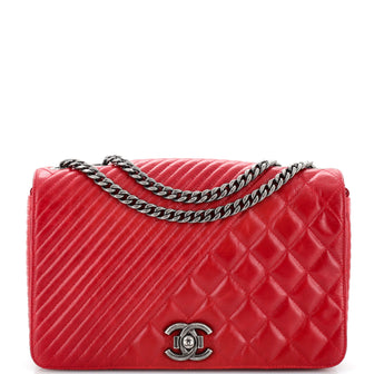 Chanel Coco Boy Flap Bag Quilted Aged Calfskin Medium Red 22649822