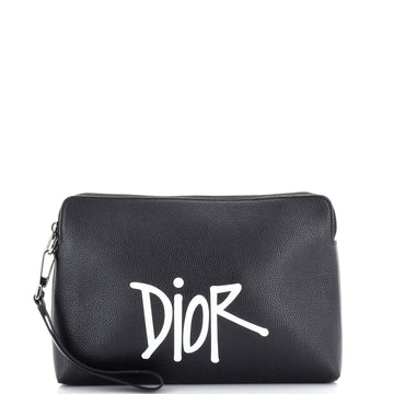 Christian Dior Shawn Stussy Zip Pouch Printed Leather Medium