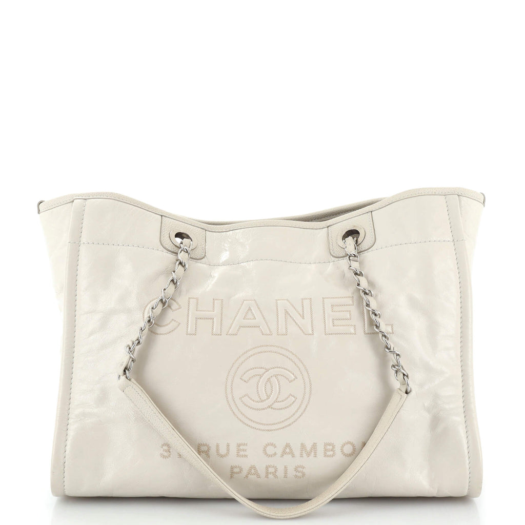 Chanel Deauville Tote Glazed Calfskin Small Neutral 2264982