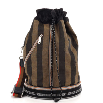 Fendi Mon Tresor Holdall Bucket Bag Pequin Canvas Large