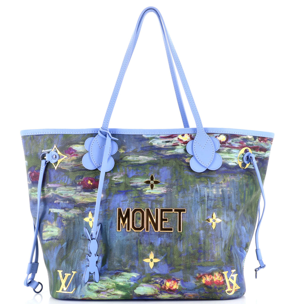 Louis Vuitton Neverfull NM Tote Limited Edition Jeff Koons Monet Print  Canvas MM Blue 2401851