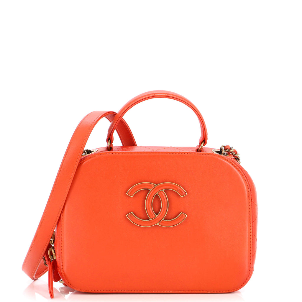 Chanel Coco Curve Vanity Case Calfskin and Quilted Goatskin Small Orange  2264984