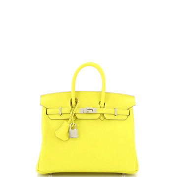 Hermes Birkin Handbag Yellow Swift with Palladium Hardware 25