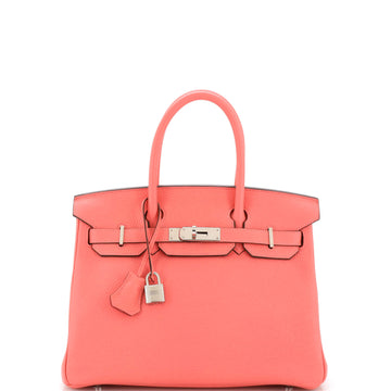 Hermes Birkin Handbag Pink Clemence with Palladium Hardware 30
