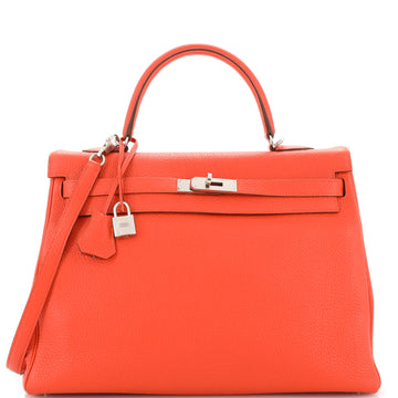 Hermes Kelly Handbag Orange Togo with Palladium Hardware 35