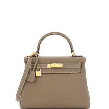 Hermes Kelly Handbag Grey Togo with Gold Hardware 28