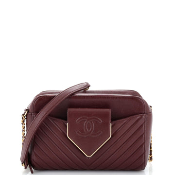 Chanel Collar and Tie Camera Bag Chevron Sheepskin Small