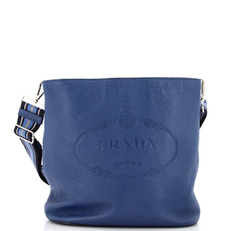 Prada Logo Bucket Messenger Bag Vitello Phenix Medium