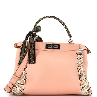 Fendi Peekaboo Bag Leather with Ribbon Whipstitch Regular