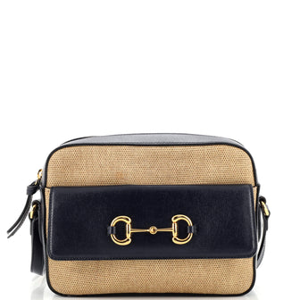 Gucci Horsebit 1955 Flap Pocket Camera Bag Canvas and Leather Small