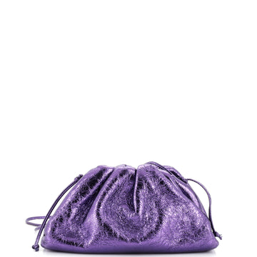Bottega Veneta The Pouch Crinkled Metallic Leather Mini