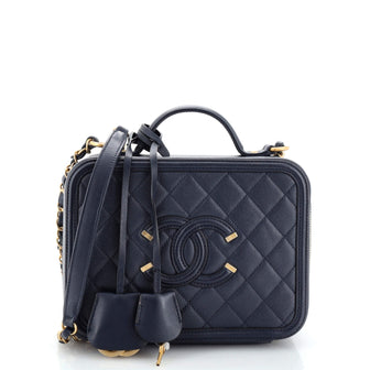 Chanel Filigree Vanity Case Quilted Caviar Medium