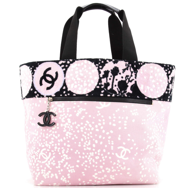 Chanel CC Beach Tote Terry Cloth and Printed Canvas Small Pink