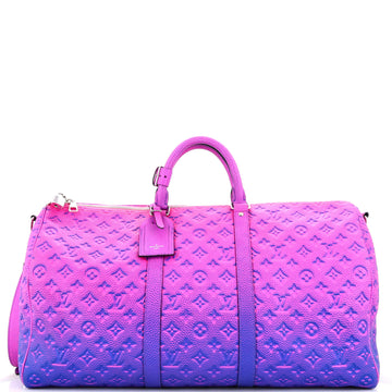Louis Vuitton Keepall Bandouliere Bag Limited Edition Illusion Monogram Taurillon Leather 50