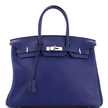 Hermes Sea Surf Birkin Bag Blue Novillo with Palladium Hardware 35